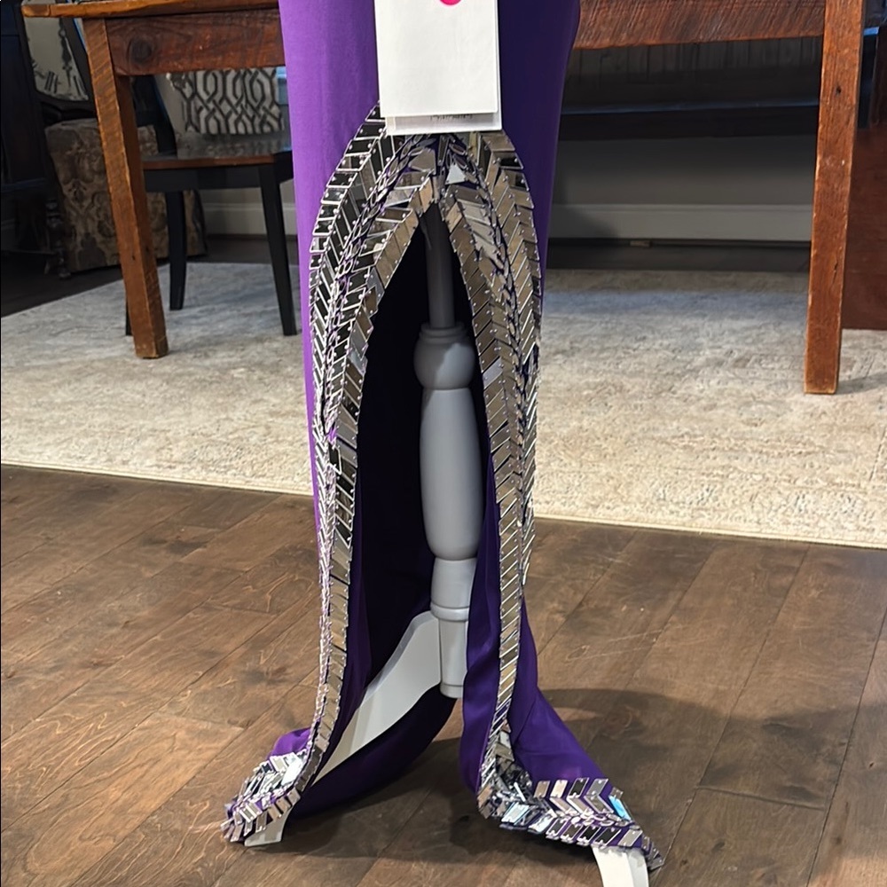 Mac Duggal Purple Asymmetrical One-Shoulder Gown - Picture 2 of 13